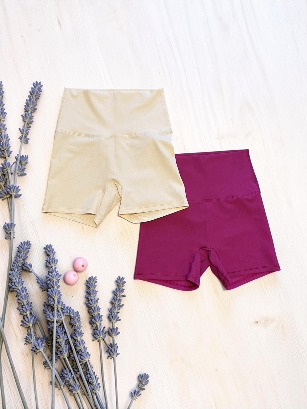 HALARA High-Waist Athletic Biker Shorts - Peach Cream & Magenta
